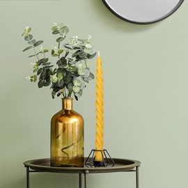 Natural Beeswax Spiral Taper Candles Bulk -12 pcs - Organic Dripless Long Candle Sticks for Dinner Wedding Party Christmas Home Decorations - 10 Inch Tall - Yellow