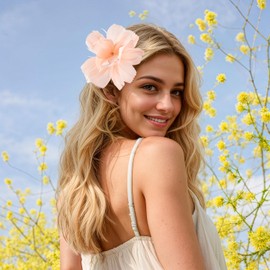 Flower Hair Clip Rose Hair Clips Hair Barrettes for Women Flower Hair Accessories Boho Bride Claw Clip Hairpin Brooch Pin Headpiece for Wedding(Pink)