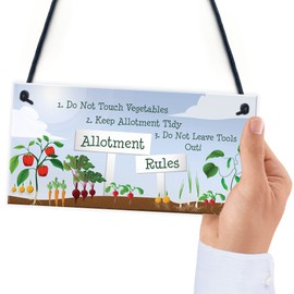 RED OCEAN Allotment Rules Sign Garden Summerhouse Shed Sign Mum Nan Dad Grandad Gift Plaque