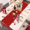 Christmas Table Runner, 33x183cm Red Linen Table Runner Christmas Nutcracker