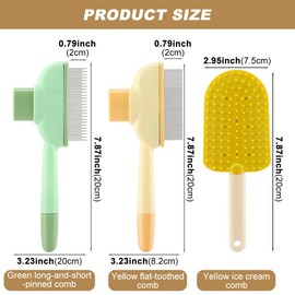 Pet Hair Removal Comb Flea Comb, 3 Pcs Long & Short Stainless Steel Teeth Deshedding Brush, Grooming Pet Hair, Cat Combs for Indoor Cats, Removal Tools