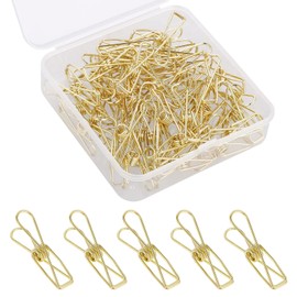 Prasacco Pack of 50 Gold Paper Clips, Mini Binder Clips, Metal Wire, Cute Paper Clips, Multi-Purpose Binder Clips for Documents, Bills and Creative Projects