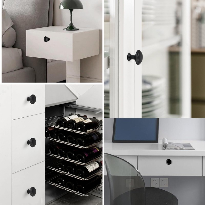 SUNOYA Pack of 30 Furniture Knobs, Matte Black, Drawer Knobs,