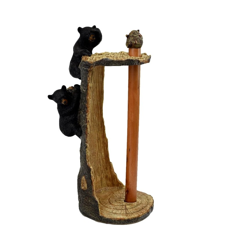 Treasure Gurus Rustic Black Bears Paper Towel Roll Holder Kitchen