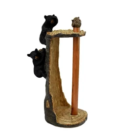 Treasure Gurus Rustic Black Bears Paper Towel Roll Holder Kitchen Countertop Storage Essentials Cabin Home Decor