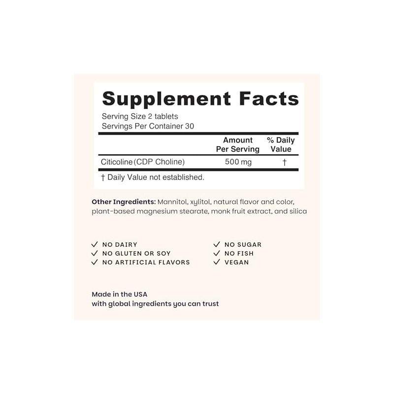 EZ Melts Citicoline with Cognizin for Brain Support, 250 mg,