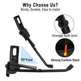 SEISSO Bike Kickstand for Kids Bike 16 inch Wheel, Universal Rear Side Bicycle Kick Stand for 16" Wheel, Premium Steel with Pad, Replacement Child Kickstand