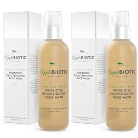 AppleBiotic- Gel limpiador facial natural con vinagre de sidra de manzana, paquete de 2: gel exfoliante limpiador facial espumoso para hombres y mujer