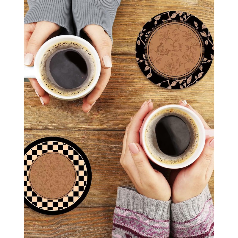 Drink Coasters Set of 4, 4.7x4.7 inch Cute Absorbent Felt