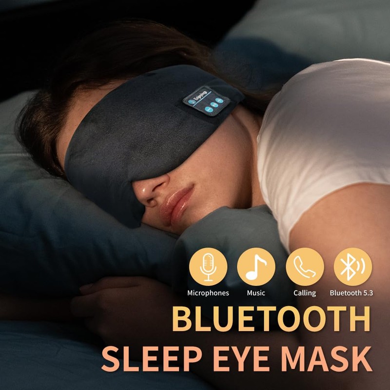 Sleep Headphones Bluetooth Eye Mask, Soft Wireless Bluetooth Headband Sleeping