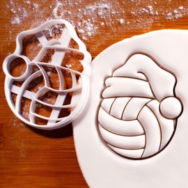 BAKERLOGY Santa Hat Volleyball Cookie Cutter - Bake Christmas cookies - Detailed Biscuit Cutter Design for Baking and Crafts, ideal on fondant, dough, clay