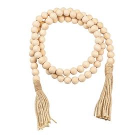 POFET 60inch Wood Bead Garland with Tassels Beads Rustic Country Decor Prayer Wall Hanging Decoration