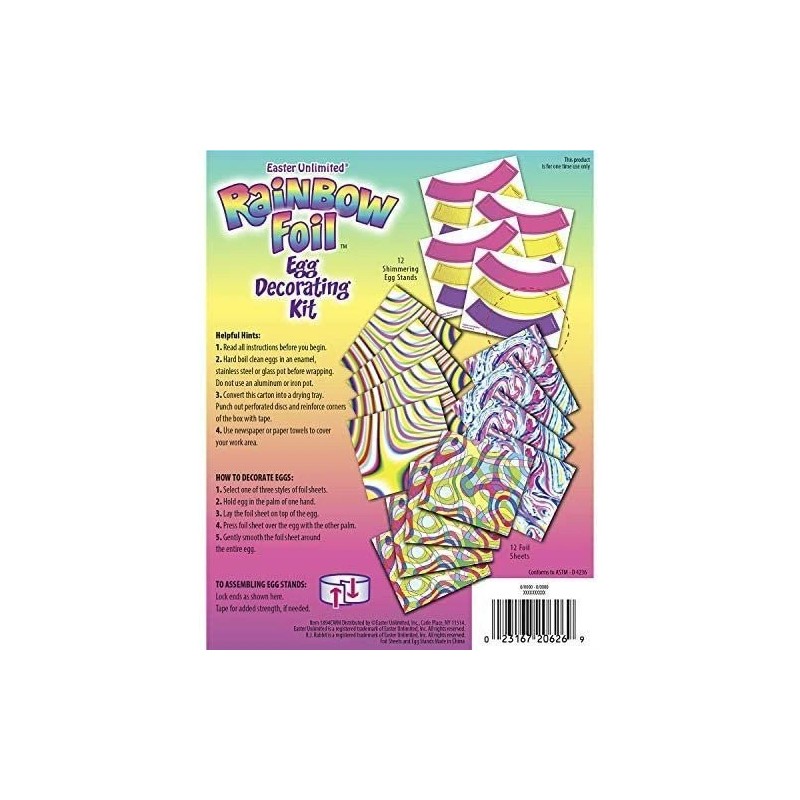 Easter Unlimited Rainbow Foil Easter Egg Decorating Kit – 12