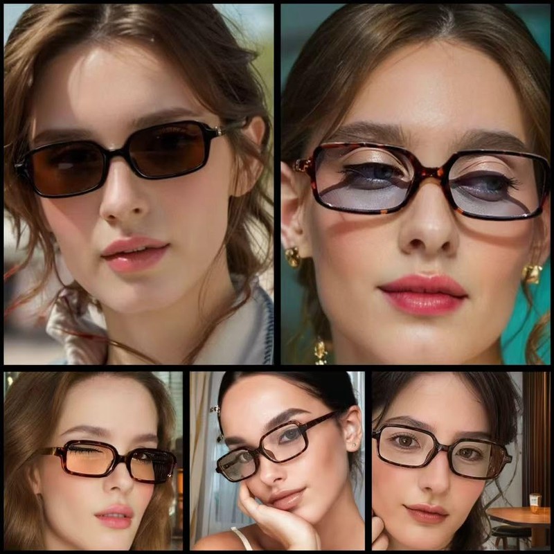 WDZAYXC Classic Rectangular Sunglasses Retro Slim Lenses Vintage Rectangle Sunglasses,