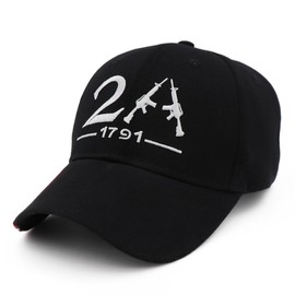 JUSOCC 2A 1791 Hats Embroidery Adjustable American Flag Baseball Cap (US, Alpha, Medium, Black)