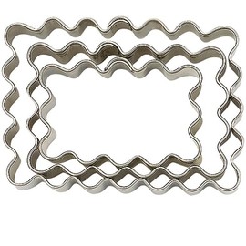Staedter 3 Piece Wavy Rectangle Terrace Cutter Set, Stainless Steel, Silver, 30 x 30 x 30 cm
