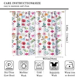 Floral Blackout Curtains, Watercolor Floral Pink Flower Decoration Curtains Window Treatments for Living Room Bedroom Kithen Decor, Boho Wild Flower Drapes 2 Panel Sets,42x45 Inch