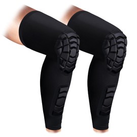 ZODEYI Wrestling Knee Pads Compression Leg Sleeve with Knee Pad and Calf Pad, 1 Pair Knee Sleeve for Football, Basketball, Volleyball(Black_XXL_2 Pcs)