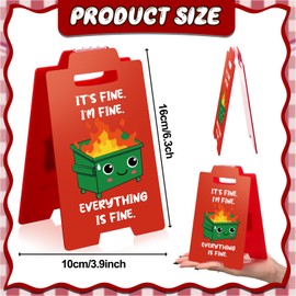 Yuntau Dumpster with Fire Desk Decor Funny Desk Accessories It's Fine Everything is Fine Sign Office Cubicle Decor Gag Fun Gift for Coworker Teammate Employee Boss Teacher Men Women(Red)