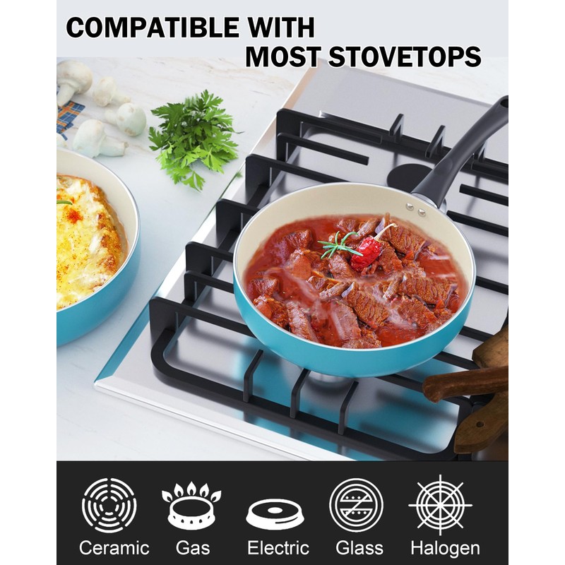 Cook N Home 10-Piece Ceramic Nonstick Cookware Set - Pots,