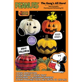 Peanuts - The Gang's All Here! Mini Pumpkin Painting & Decorating Kit by Pumpkin Masters: Includes Stickers, Push-Ins and Other Craft Accessories to Decorate Mini Pumpkins