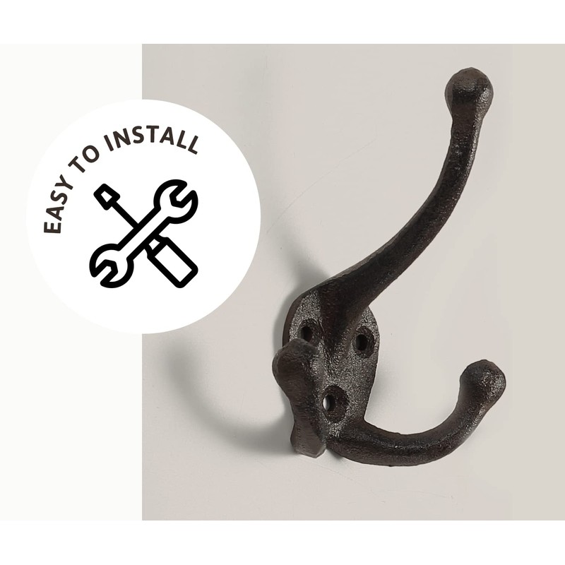 Ambipolar 5-Pack TriLeg Coat Hooks. Wall Mounted, Heavy Duty Decorative