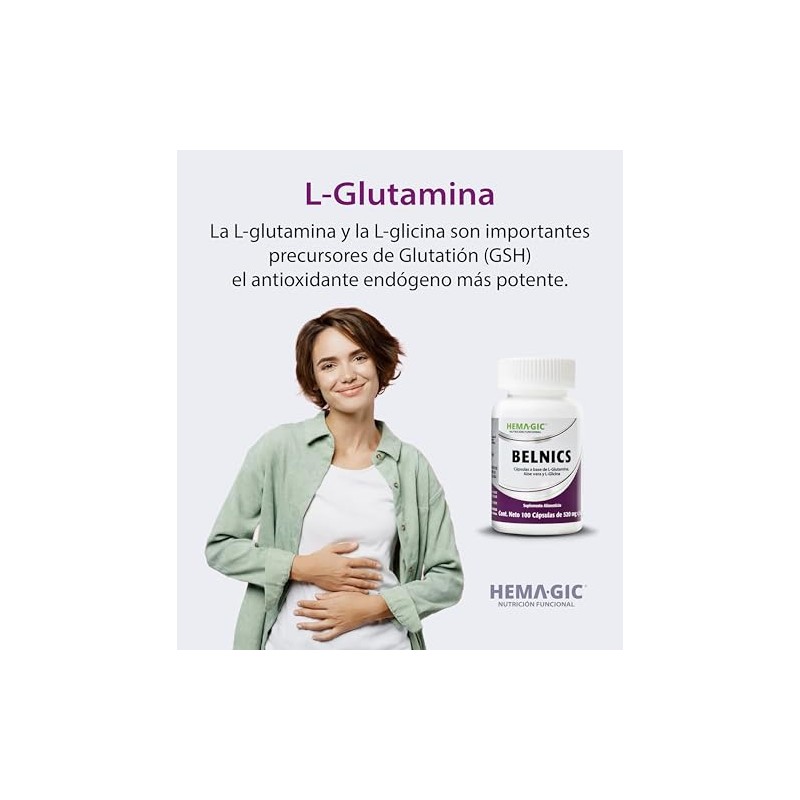 Belnics Suplemento Glutamina Glicina Aloe Vera 100 Cápsulas 520 Libre