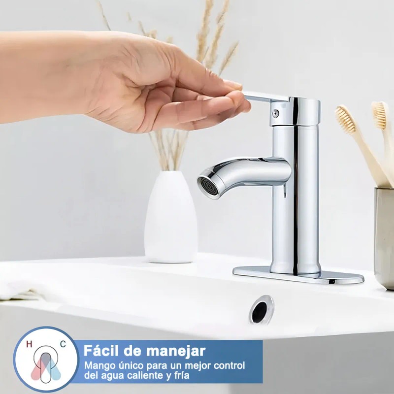 Grifería Banna GRB01 Monomando Cromado Acero Inoxidable para Baño