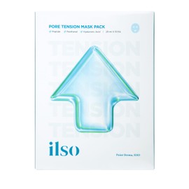 ilso Pore Tension Face Mask Pack, 25ml x 10 Sheets, with Peptide and Hyaluronic Acid