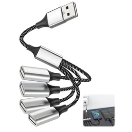 GCNWW USB Splitter 4 Port Portability 1 In 4 Out USB Adapter, Practical USB Male to Usb Four Female Adapter for Data Transfer/Charging/OTG Functions Usb Extender Hub Compatible with Mac/Laptop/Car