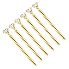 YOKIVE 6 Pcs Black Ink Ballpoint Pen with Crystal Diamond, Twist Design Metal Pen 1.0mm Medium Point Style 1, Great for Office, Studios, Writing (Golden)