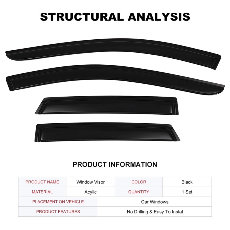 Side Window Deflectors Rain Guards Vent Window Visors for Ford