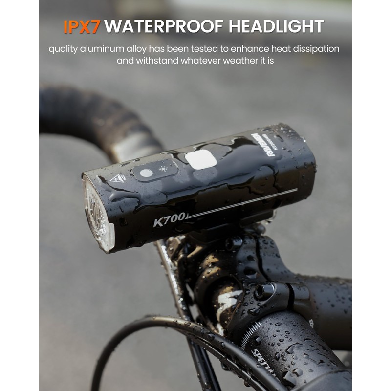 RAVEMEN K700 LED Bike Light Under Mounted Bicycle Light with