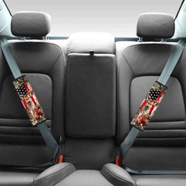 SEANATIVE Deer American Flag Print 2 Pieces Kids Car Seat Belt Cover Safety Belt Cushion Car Seat Belt Pad Car Seat Shoulder Protector Pillow Belt Cover Pad for Women