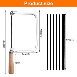 ZMDMAH Scroll Saw Set with 8 Scroll Saw Blades (14/18/24 Teeth), Fretsaws, Fretsaw Bladed, Hacksaw, Hand Saw, Iron Saw for Metal, Plastic and Wood