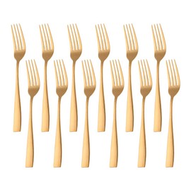 SUNSENGEUR Stainless Steel Kitchen Dinner Forks 12-Piece Dinner Fork Set 8.1-inch Stainless Steel Table Forks Classic Flatware Silverware Sets Cutlery Utensils Dinnerware -Gold
