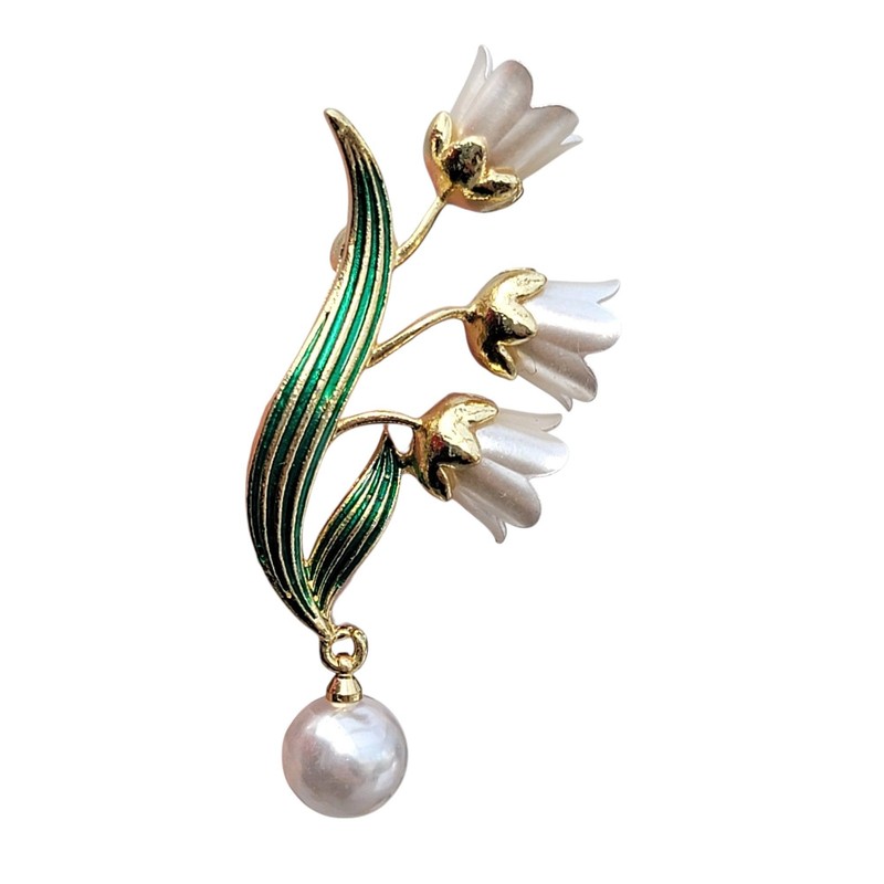 GFM® Lily Of The Valley Faux Pearls Brooch (BRCH-LOTV-2252)