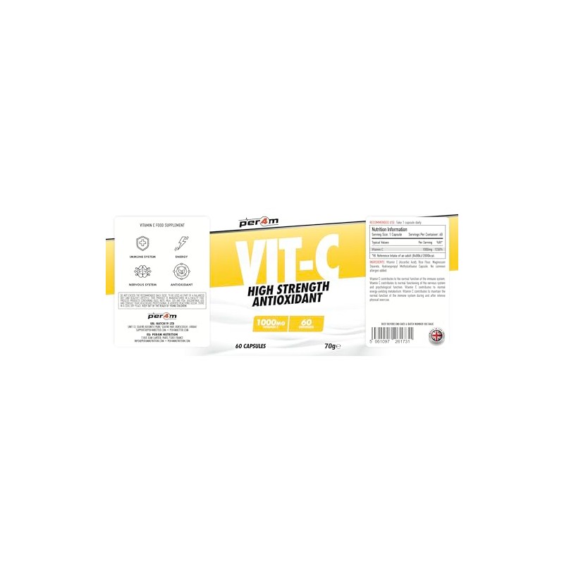 Per4m VIT-C Daily High Strength Antioxidant | 1,000mg of Vitamin