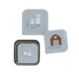 LÄSSIG Snack Box Set of 3 Stainless Steel Tiny Farmer Blue