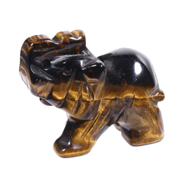 Lovionus89 40 mm Hand Carved Crystal Elephant Figures, Lucky Bag, Stone Animal Statue, Sculpture, House Decoration, Tiger's Eye