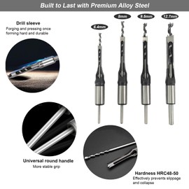 4 Pieces Square Mortising Drill Bit Wood Square Drill Bit Set Square Hole Drill Bit 6.4/8/9.5/12.7 mm for Wood Square Holes Wood Hole Saw with Spiral Drill Bits Drill Sets for Woodworking