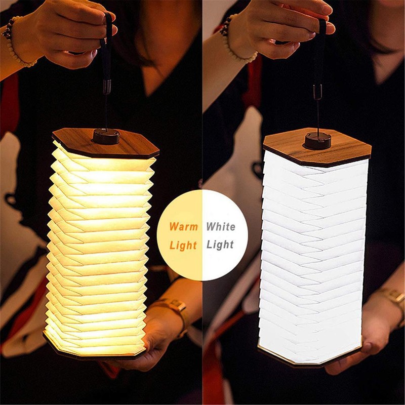 Novelty Wooden Book Light Folding Organ Light USB Rechargeable Night