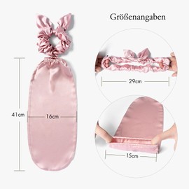 Bkemkri Satin Hair Cap for Women, Silk Hat for Sleeping Silk Scrunchies, Silk Bonnet, Adjustable Silk Cap, Sleep Cap Silk, Sleep Cap Women, Silk Sleeping Cap for Hair Care, Pink, Pink