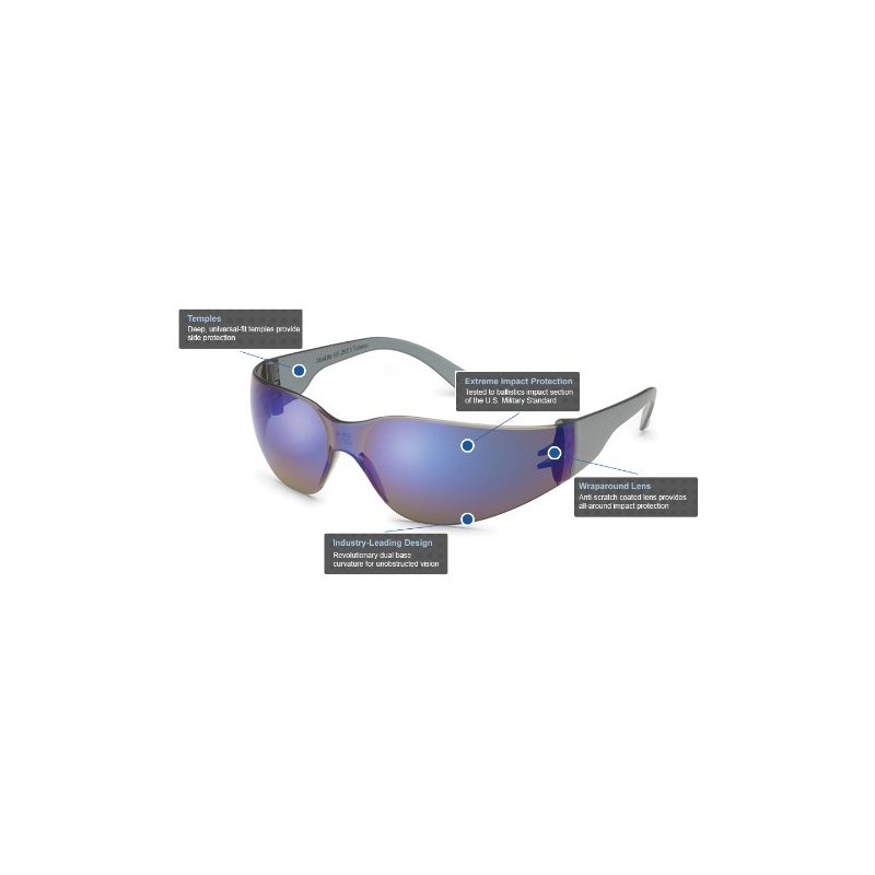 Gateway Safety 469M UL-Certified StarLite Safety Glasses, Blue Mirror Lens,