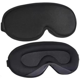 3D Contoured Blackout Sleep Mask for Women & Men, Soft Breathable Material, Zero Eye Pressure, Adjustable Strap Black