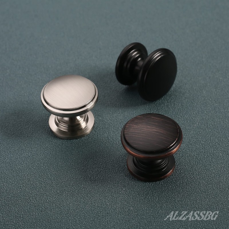Alzassbg 10 Pack Brushed Satin Nickel Cabinet Knobs, 1.1 Inch(30mm)