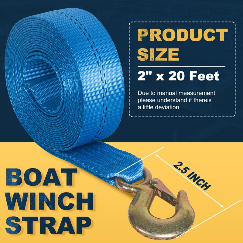 Boat Winch Strap with Hook 2" x 20' – 11,000