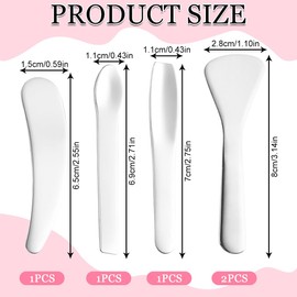 MOLZINY Pack of 5 Cosmetic Spatulas Cosmetic Stainless Steel Make Up Curved Spatula Mini Stainless Steel Cream Spatula for Face Mask Cosmetic Spatula Applicator Spoon for Cream Lotion Moisturising