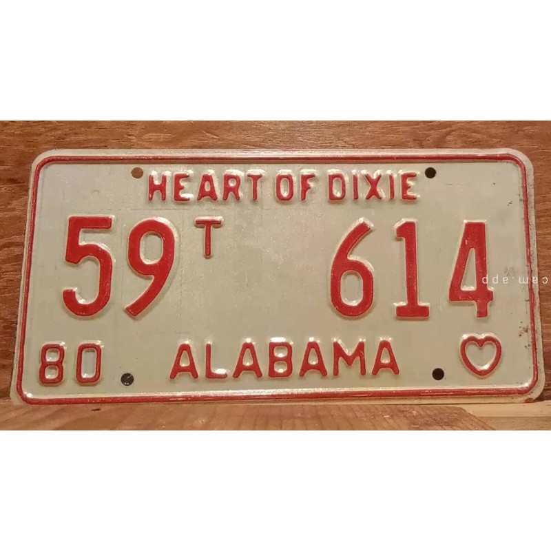 1980 ALABAMA License Plate Heart of Dixie antique vintage auto