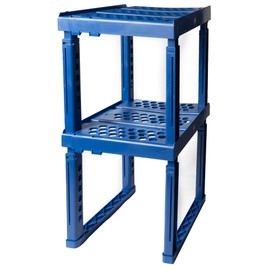 Locker Organizer Shelf， Adjustable Width and Height, Ideal Locker for School, Office, and Gym Lockers (Blue 2 Pack)